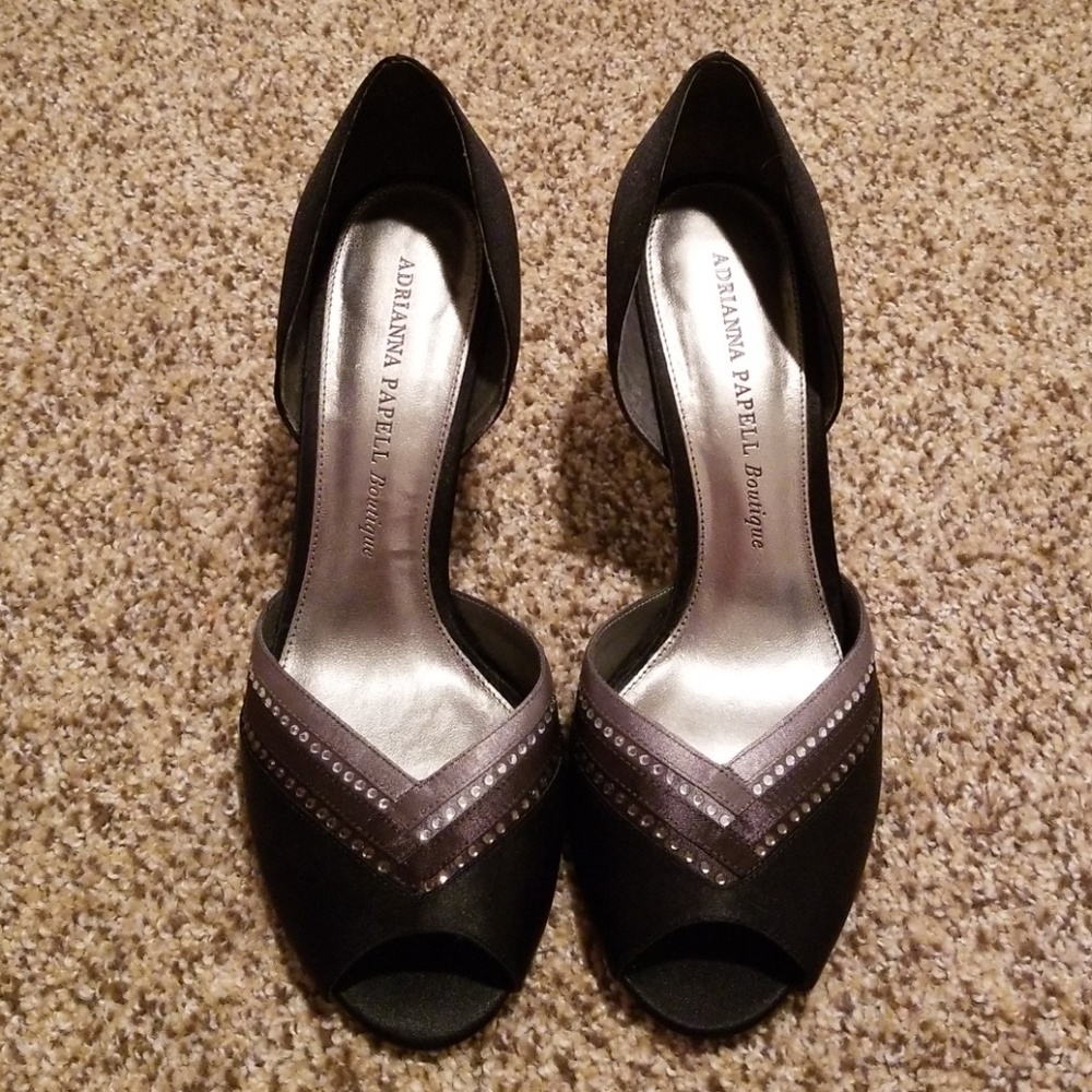 Adrianna Papell black satin shoes